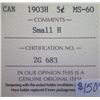 Image 3 : Canada - 5 Cents - 1903H - Small H - ICCS - MS-60