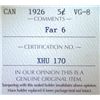 Image 3 : Canada - 5 Cents - 1926 - Far 6 - ICCS - VG-8