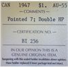 Image 3 : Canada - $1.00 - 1947 - Pointed 7; Double HP - ICCS - AU-55