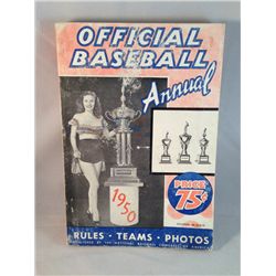 1950 Annual Official Baseball Rules Book w/pull-out Jackie Robinson pocket rule book