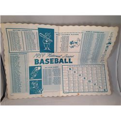1959 Springprint National League Baseball Schedule Place Mat