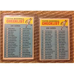 1966 Topps Baseball Unmarked Checklists Series 1 & 2