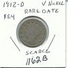 Image 1 : 1912-D Liberty Head "V" Nickel Key Date "Rare"