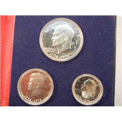 1976-S Silver Bicentennial 3 pc. Set Ike Dollar, Kennedy Half Dollar & Silver Washington Quarter