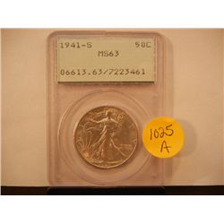 1941-S Walking Liberty Half Dollar MS 63 Graded by PCGS