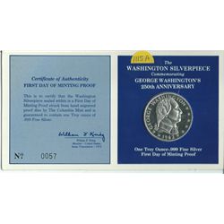 1982 Washington 250th Anniversary .999 Fine Silver One Troy Ounce