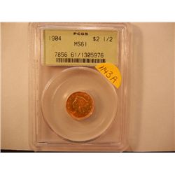 1904 - 2 1/2 Dollar Quarter Eagle  PCGS Graded MS 61