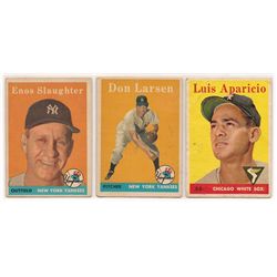 1958 Topps Lot of 3- Slaughter, Larsen, Aparicio