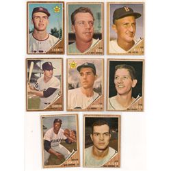 1962 Topps Lot of 8 - Dean Chance, Gus Bell