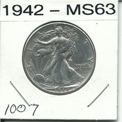 1942 Walking Liberty Half Dollar MS-63