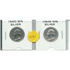 Image 1 : Two Silver Washington Quarters 1942-D & 1960-D