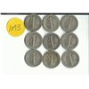 Image 2 : 9 Mixed Dates of Mercury Dimes