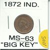 Image 1 : 1872 Indian Head Cent MS-63 Key Date