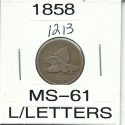 1858 Flying Eagle Cent Large Letters MS-61