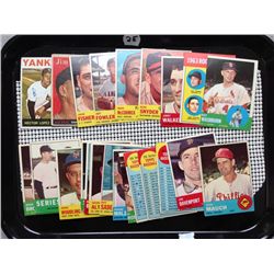 Lot of 23 Baseball Cards, mostly 1963 - Writing on some