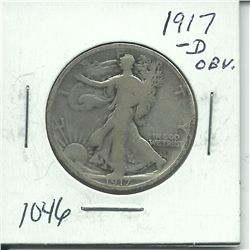 1917-D Walking Liberty Half Dollar Obverse Mint Mark