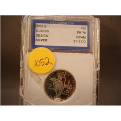 2003-S Illinois State Quarter Silver - PR-70 DCAM Graded By IGC - Damaged Case