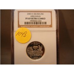 2003-S Silver State Quarter Arkansas PF69 Ultra Cameo Graded By NGC