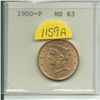 Image 1 : 1900 - P Gold Half Eagle - Coronet Head Five Dollar Half Eagle