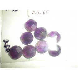 25.60 carat package of 8 Amethyst Diamond cut circles
