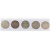 Image 2 : (5) 1865 THREE CENT NICKEL