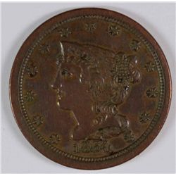 1854 HALF CENT AU-58