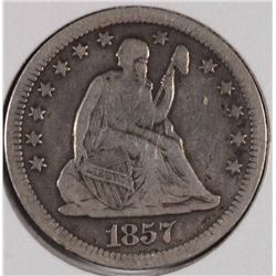 1857 SEATED QUARTER F/VF
