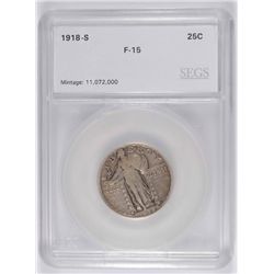 1918-S STANDING LIBERTY QUARTER SEGS FINE-15