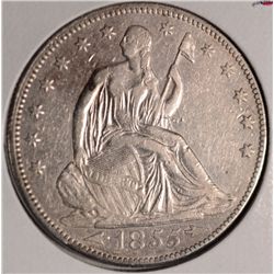 1855 SEATED HALF DOLLAR AU