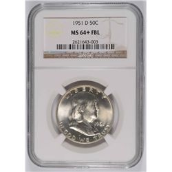 1951-D FRANKLIN HALF DOLLAR NGC MS-64+ FBL