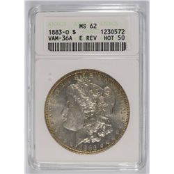 1883-O MORGAN DOLLAR ANACS MS-62 (VAM-36A)
