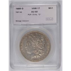 1889-O MORGAN DOLLAR SEGS AU-50 (VAM-17)