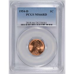 1954-D LINCOLN CENT, PCGS MS-66  RED