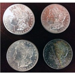 4 1882-S Morgan Silver Dollars, Brilliant Uncirculated