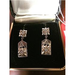 Vintage Estate 14kt White Gold Diamond Earrings