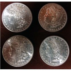 4 1882-S Morgan Silver Dollars, Brilliant Uncirculated
