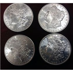 4 1982-S Morgan Silver Dollars, Brilliant Uncirculated