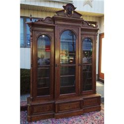 Monumental Victorian Walnut Triple BreakFront/Bookcase