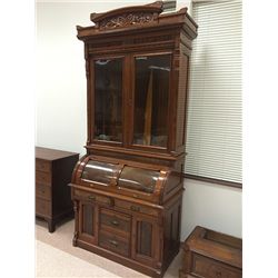 Walnut Magnificent Victorian w/Burl Cylinder Roll