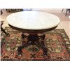 Image 1 : Victorian Oval Walnut Marble Top Parlor Table