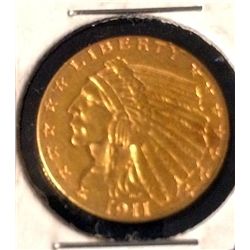 1911 $2.5 Indian Head Gold Coin