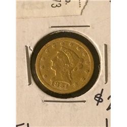 1851 Gold $2.5 Liberty Head Coin