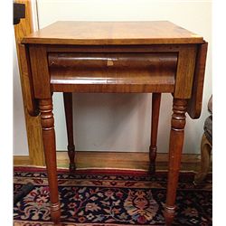 Early Antique Drop Leaf One Drawer Sewing or End Table