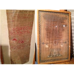 2 Antique Folk Art Framed Samplers