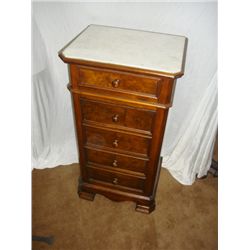 Victorian Mable Top Half Commode w1 drawer 1 door Walnut with Burl