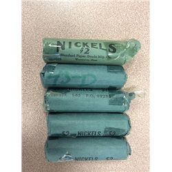 5 Rolls of Silver War Time Nickels