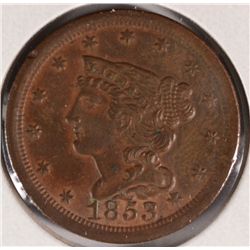1853 HALF CENT F/VF