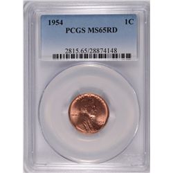 1954 LINCOLN CENT PCGS MS-65 RD