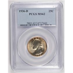 1936-D WASHINGTON QUARTER PCGS MS-62