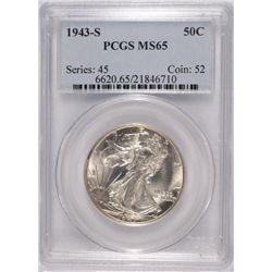 1943-S WALKING LIBERTY HALF DOLLAR PCGS MS-65